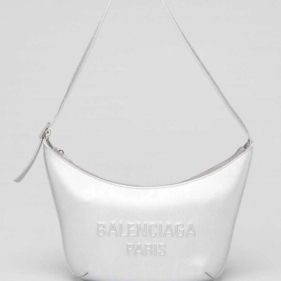 Balenciaga Silver Metallic Leather Mary-Kate Shoulder Bag - Picture 1 of 11